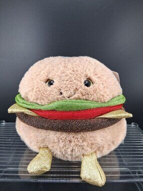 FAO Schwarz Glow Brights Plush Hamburger Toy Squeezable Snack Shop